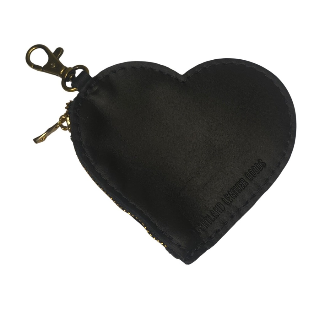 Portland Leather Goods Heart Pouch Black Leather Coin Purse Bag Charm New
